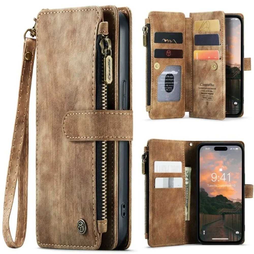 CaseMe C30‎ For iPhone 15 Pro Max Multifunctional PU Leather Phone Case